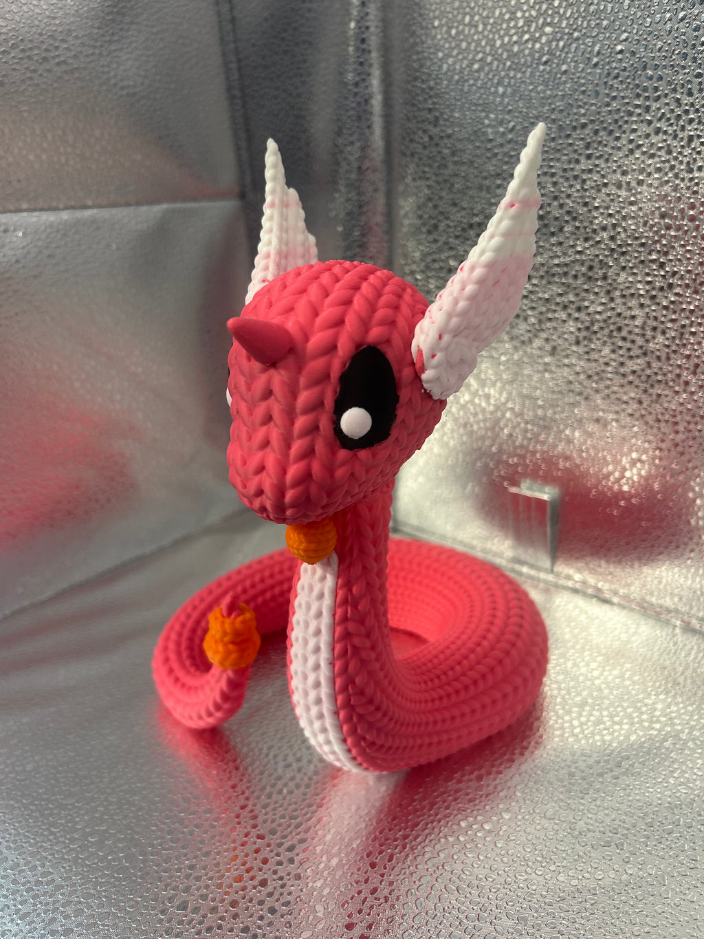 Water Air Dragon - Shiny (Knitted) 4.6 inches wide x 4.1 inches long x 5.4 inches tall