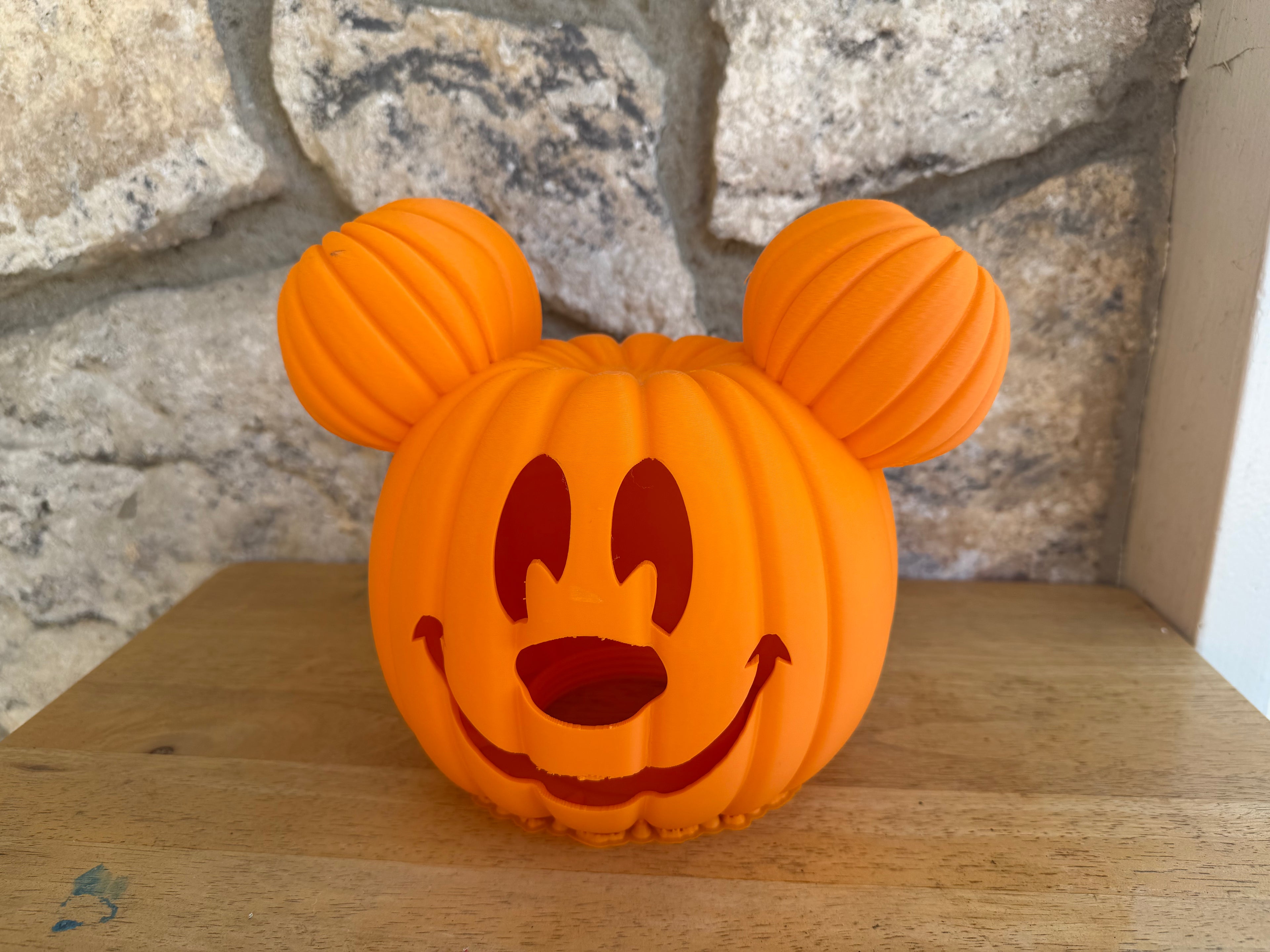 Mouse Pumpkin Lantern (light not included) 9.5 inches wide x 7.1 inches long x 7.6 inches tall
