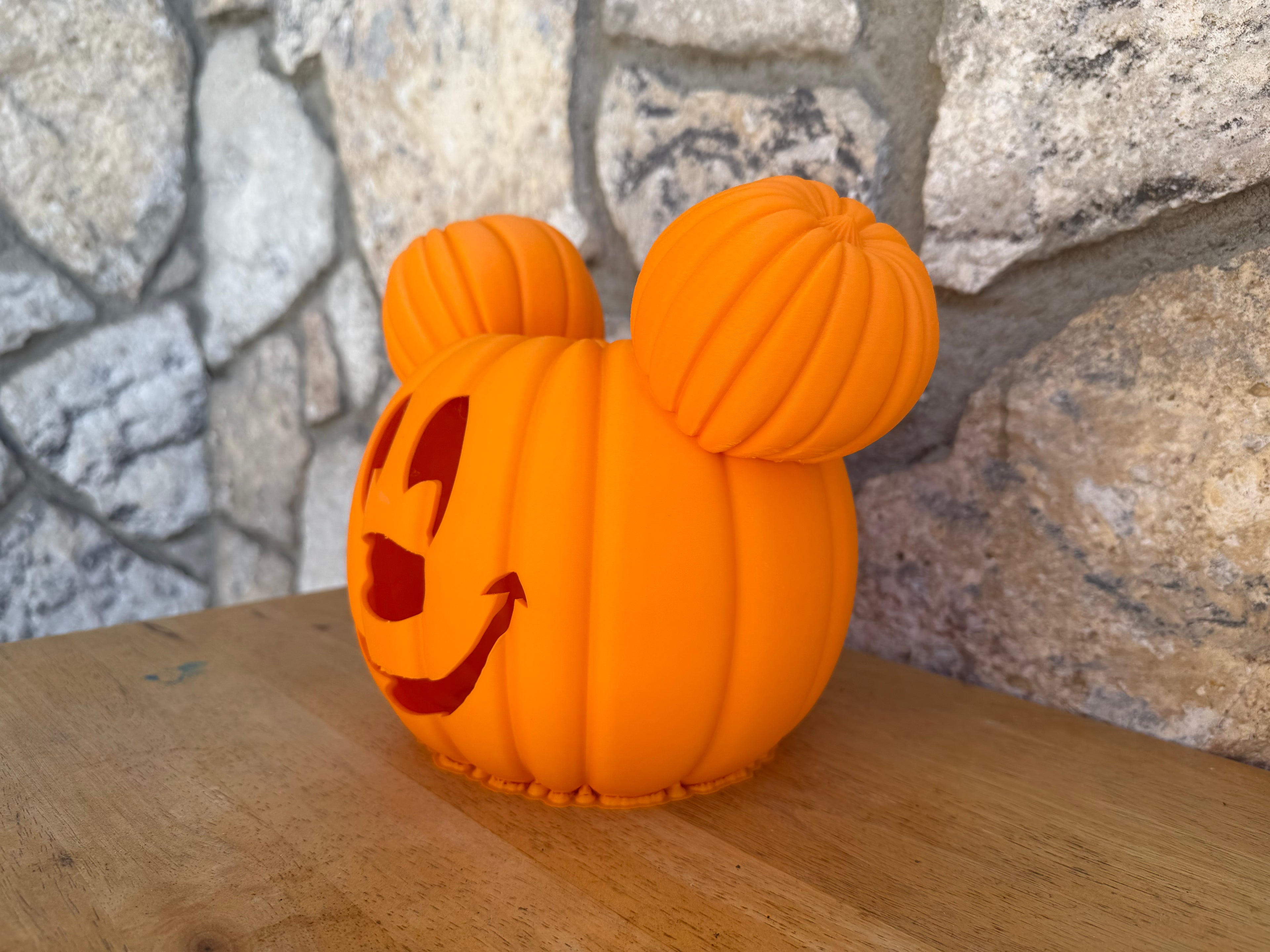 Mouse Pumpkin Lantern (light not included) 9.5 inches wide x 7.1 inches long x 7.6 inches tall