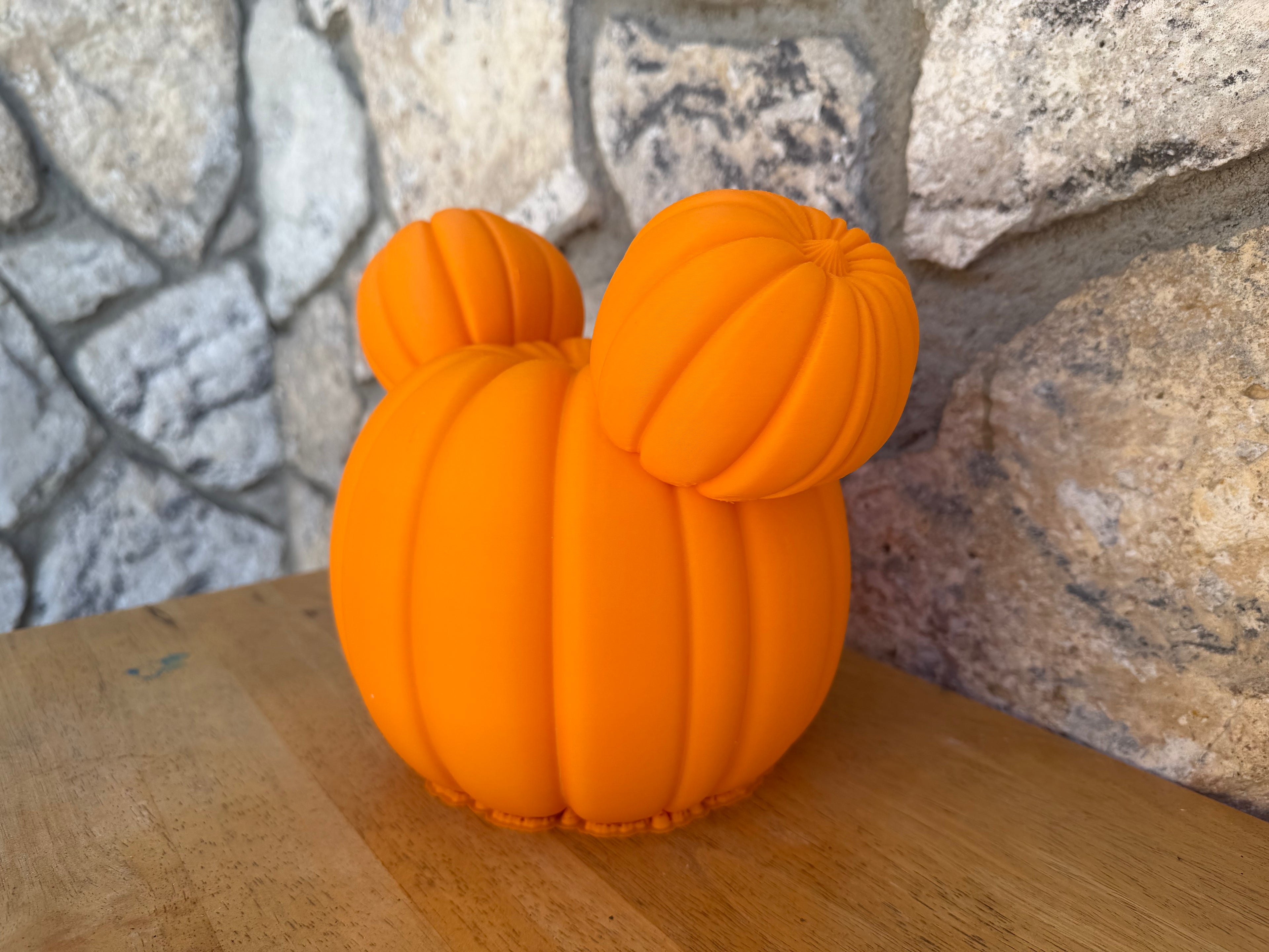 Mouse Pumpkin Lantern (light not included) 9.5 inches wide x 7.1 inches long x 7.6 inches tall
