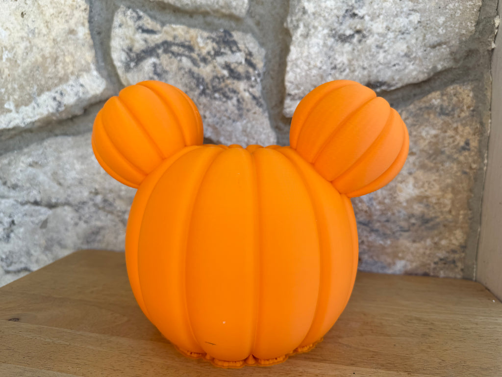 Mouse Pumpkin Lantern (light not included) 9.5 inches wide x 7.1 inches long x 7.6 inches tall